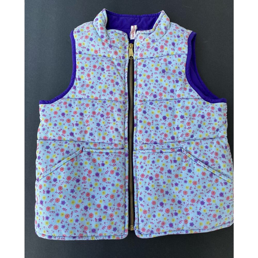 Hanna Anderson Reversible Winter Vest Floral Purple Size‎ Eur 120 US 5T
